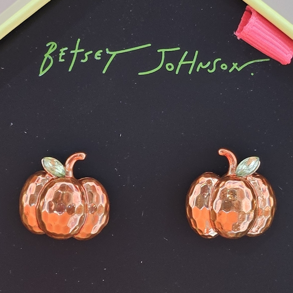 Betsey Johnson Pumpkin Earrings Orange Halloween Fall Autumn Thanksgiving Gift